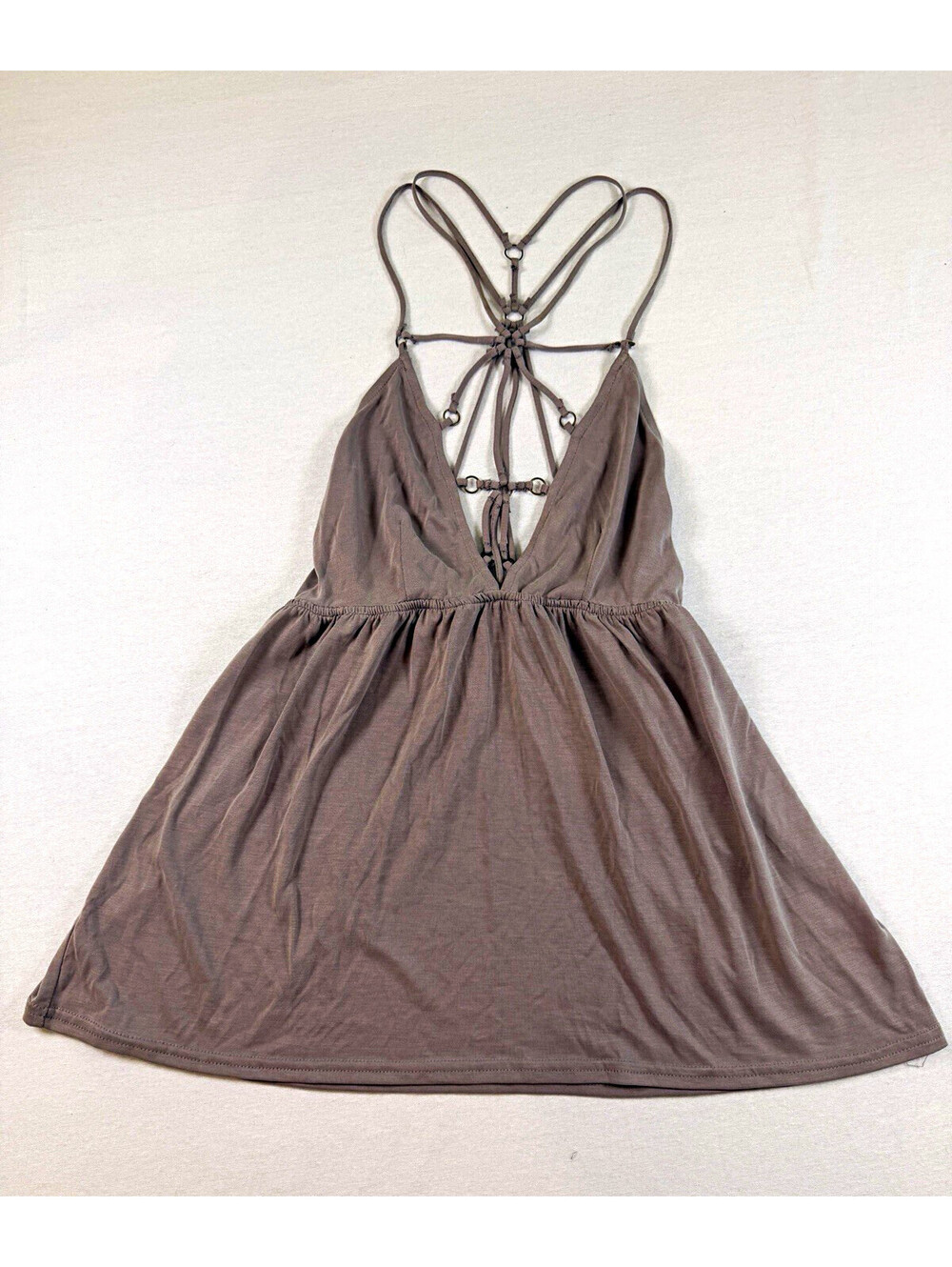 Vintage Red by BKE Strappy Tank Top Babydoll Caged Gray